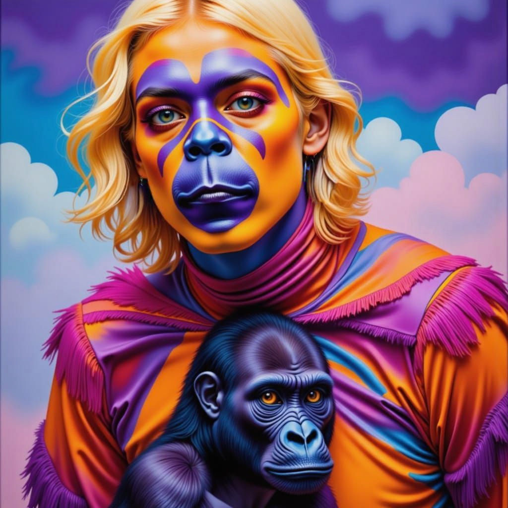 Halloween Costume with Gorilla Chest Paint