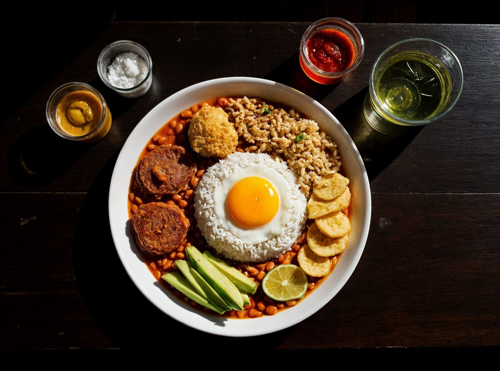 Overhead Shot of a Vibrant Bandeja Paisa Dish