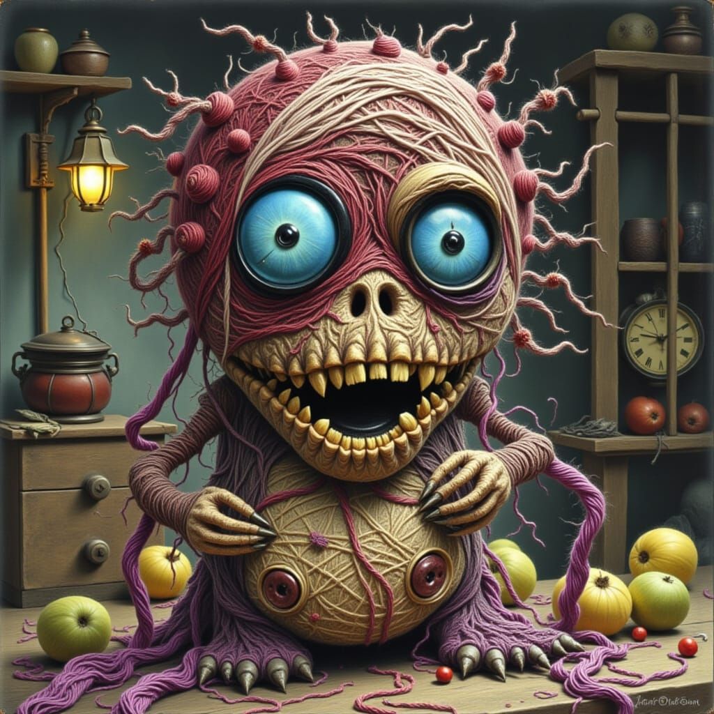 Abstract Yarn Monsters and Noir Flowers