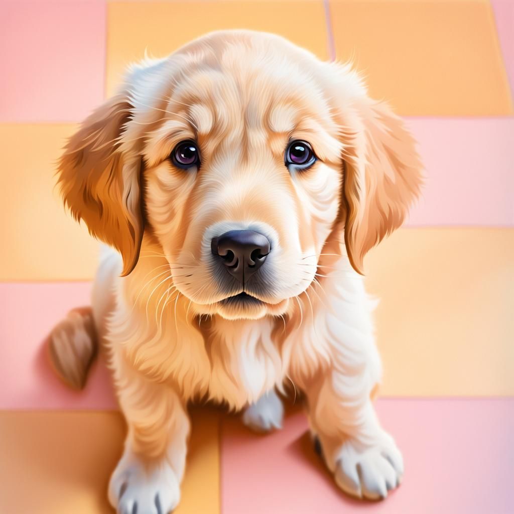 Anime Golden Retriever Puppy with Expressive Eyes