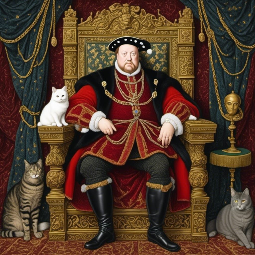 King Henry VIII Portrait with Cat, 15th Century