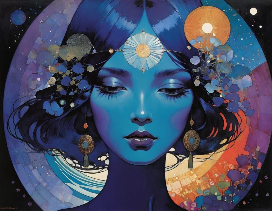 Ocean Scene in Art Nouveau Triadic Colors