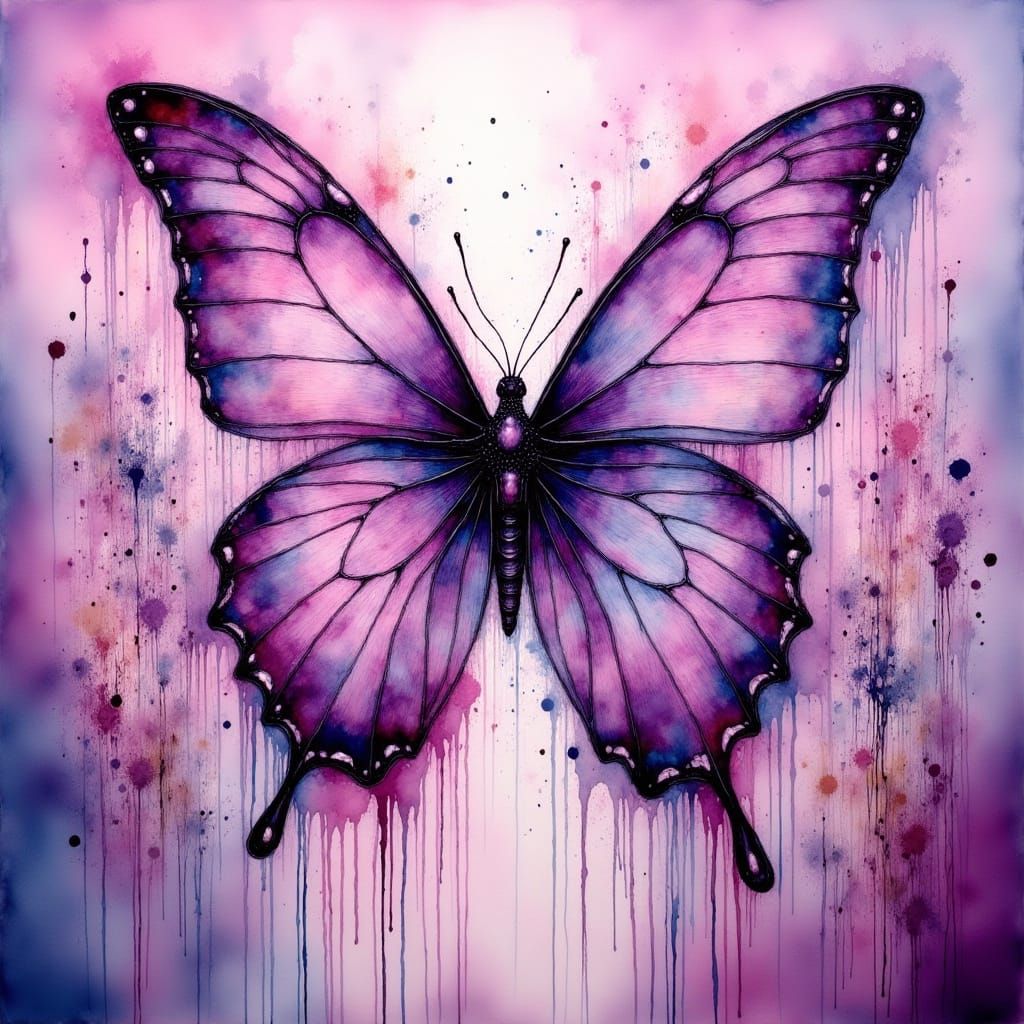 Surrealistic Butterfly Emerges from Vibrant Paint Splash