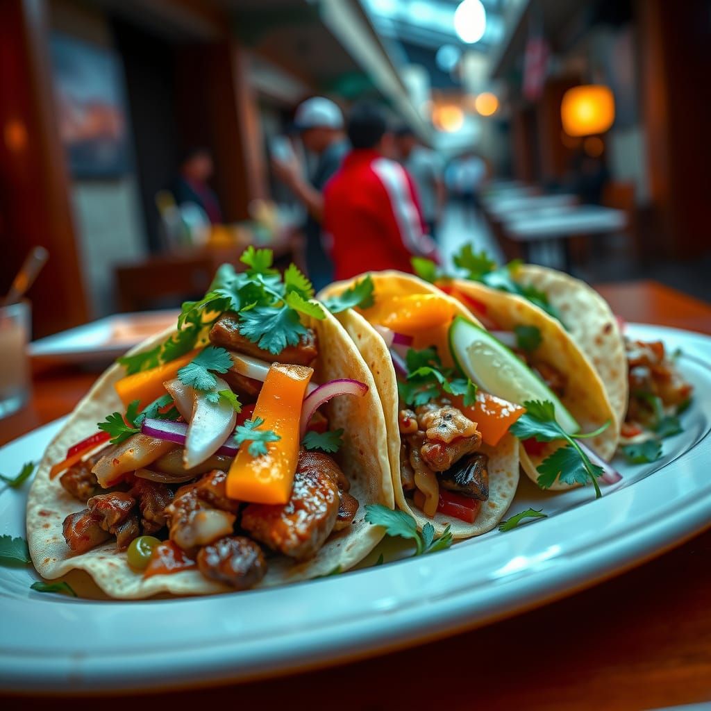 Vibrant Street Tacos in Hyperrealistic HDR