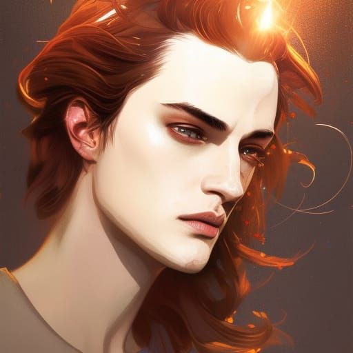 Sparkling Man Portrait in Art Nouveau Style