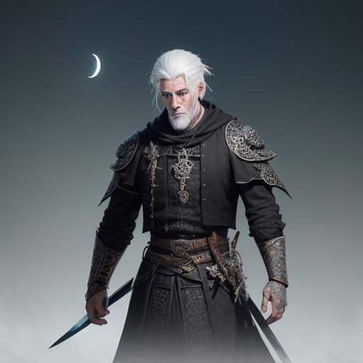 Thief with Stolen Swords Under Lunar Eclipse