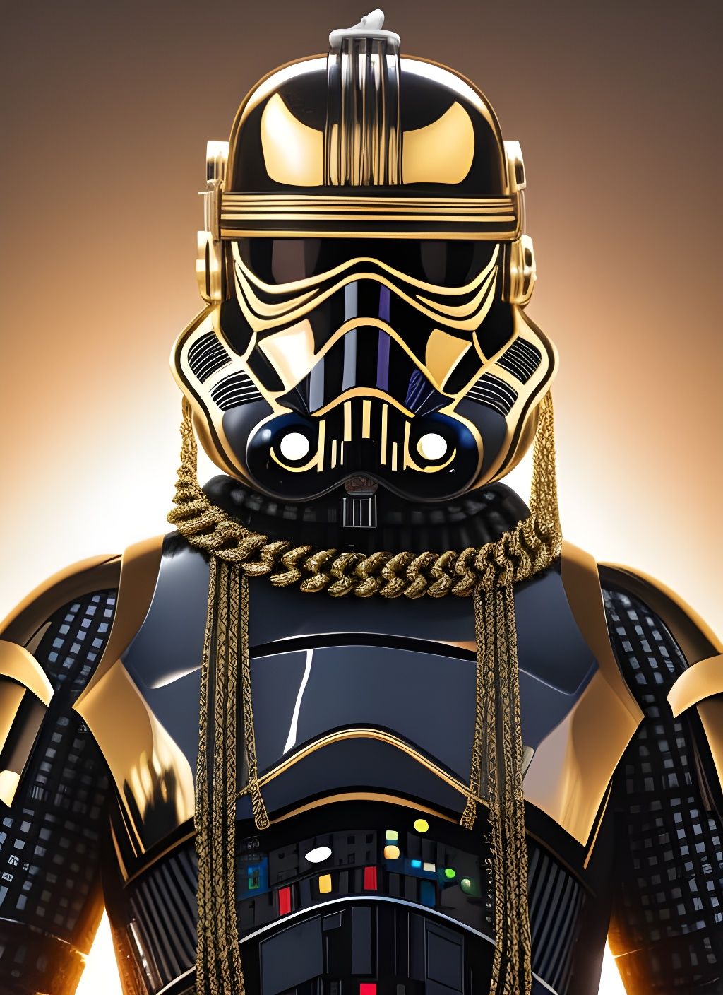 Cyberpunk Stormtrooper with Gold Chains in Night City