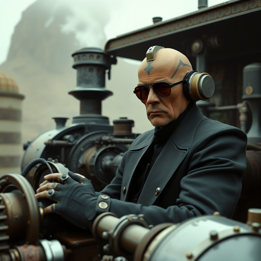 Robotic Gunslinger in Steampunk Westworld
