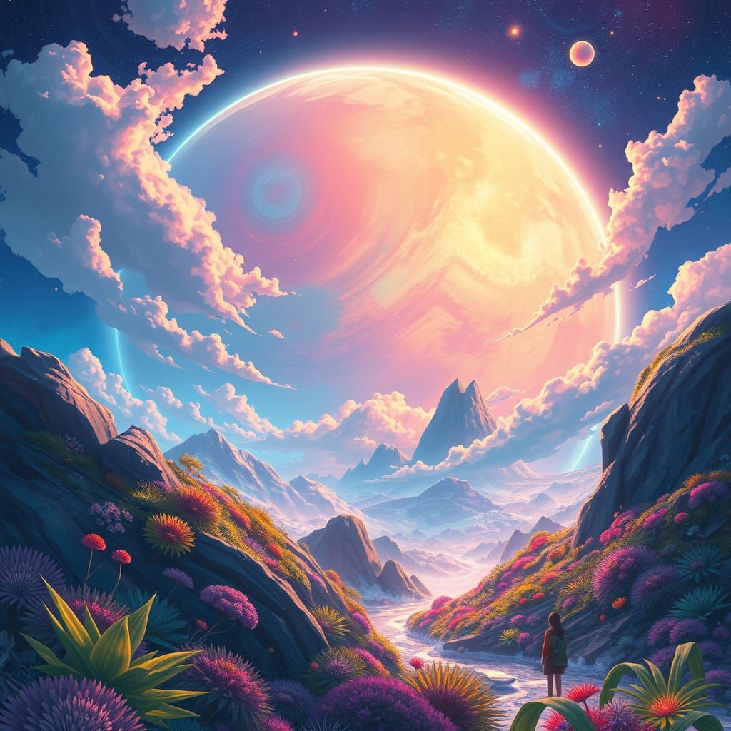 Surreal, Vibrant Planet in Ethereal Light
