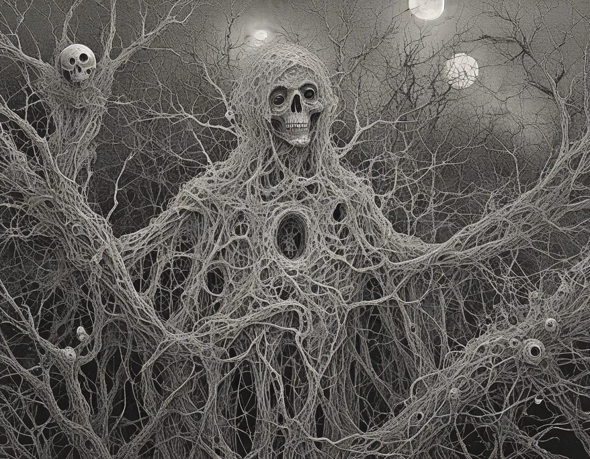 Surrealist Ghost Portrayed in Dark, Moody Art Style