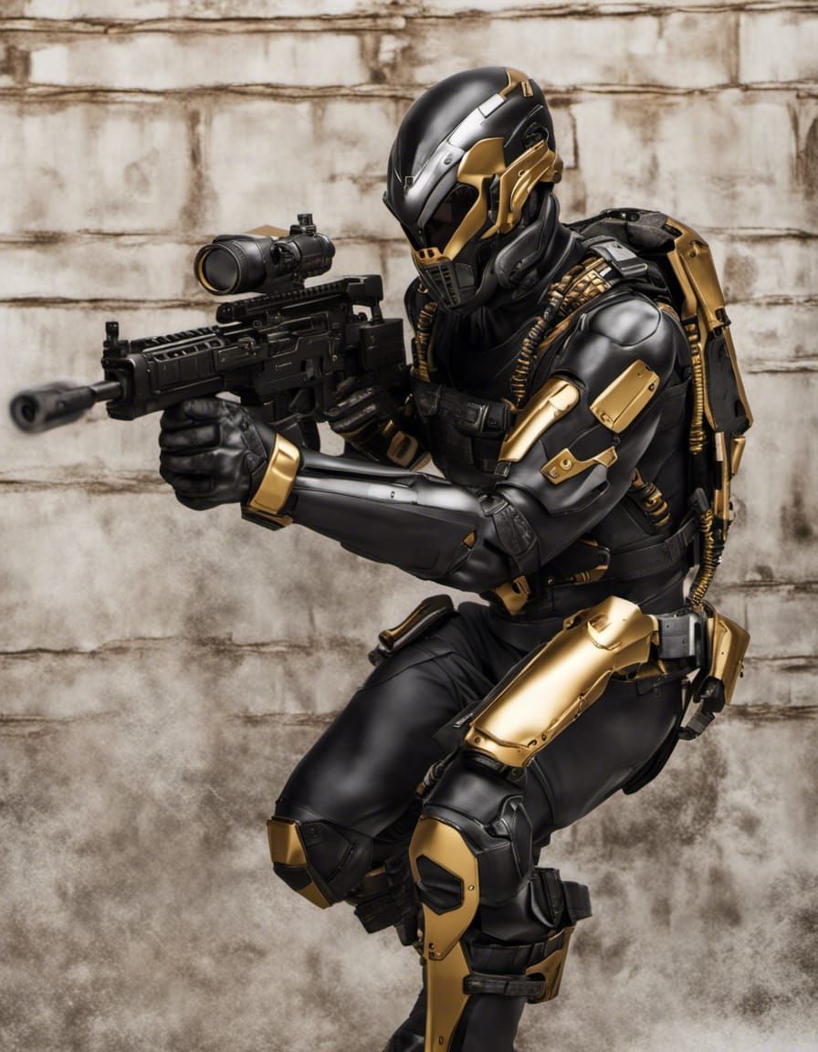 Cybernetic SWAT Team Member Confronts Alien