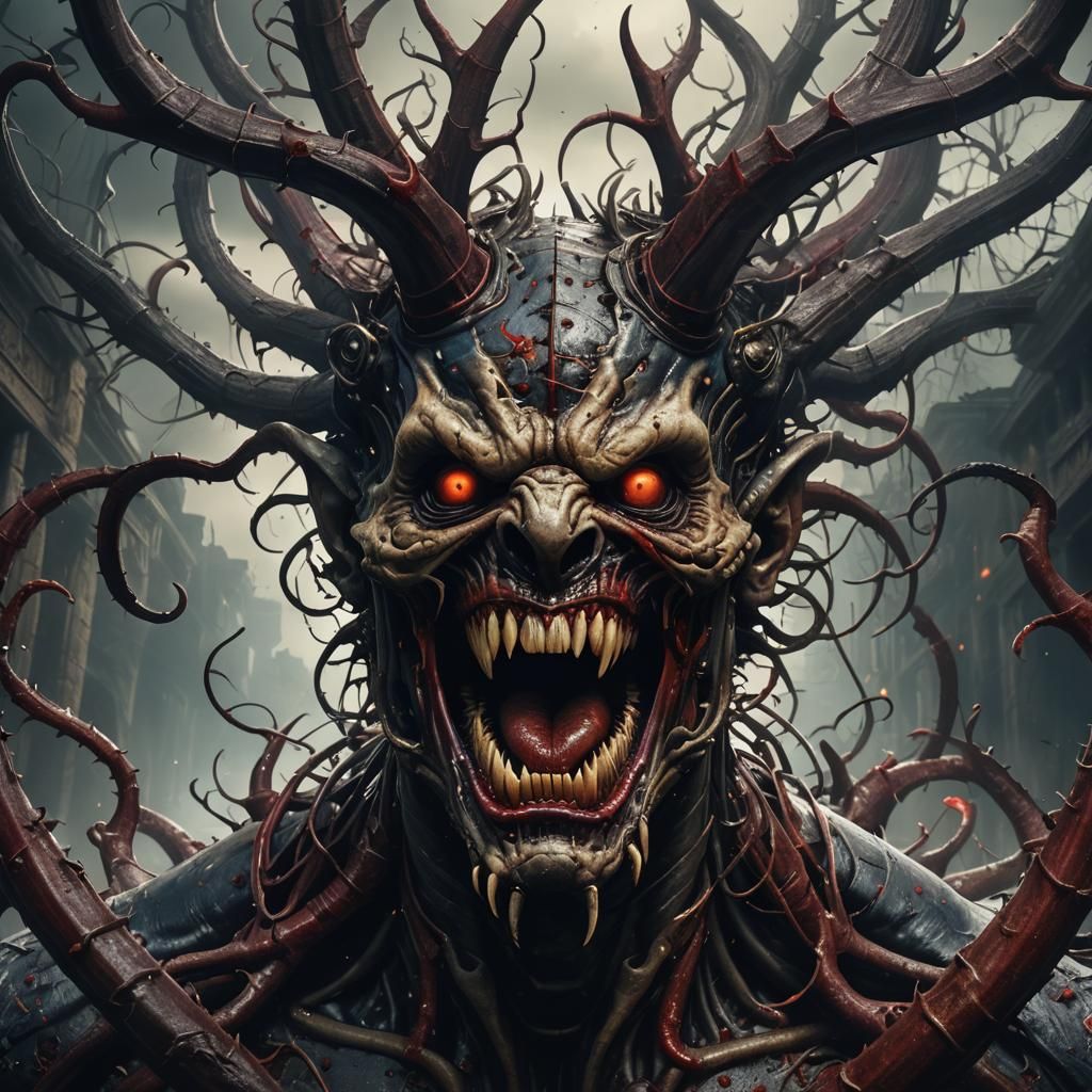 Scary Hannibal Lecter-like Creature: Surreal Horror Art