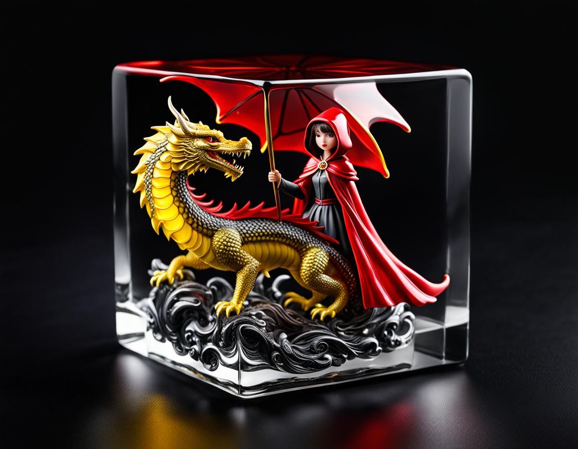 Glass Little Red Riding Hood and Dragon