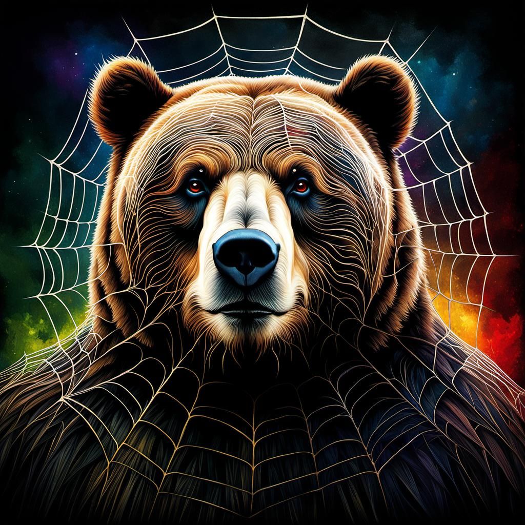 Demonic Cyborg Bear in Volcanic Hyperspace: Hyperrealistic P...