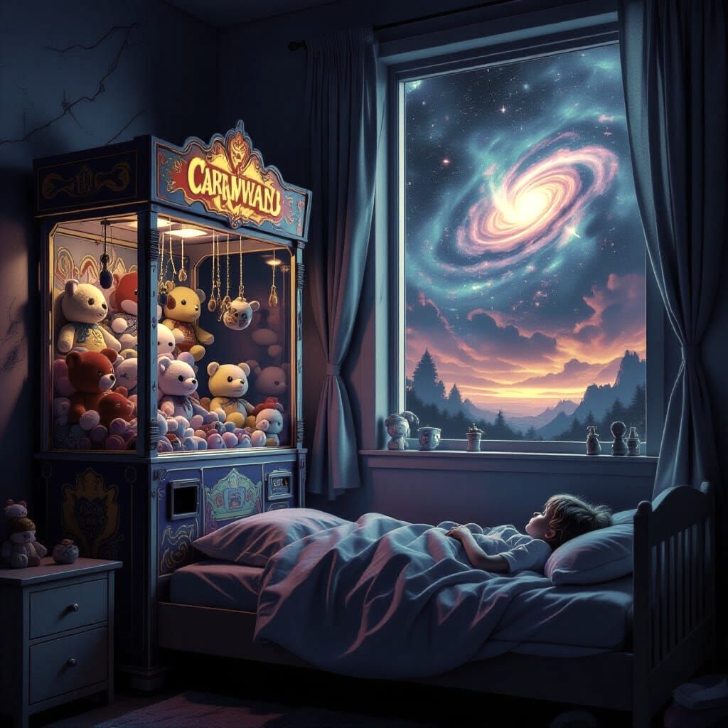 Sinister Carnival Claw Machine in Child's Room