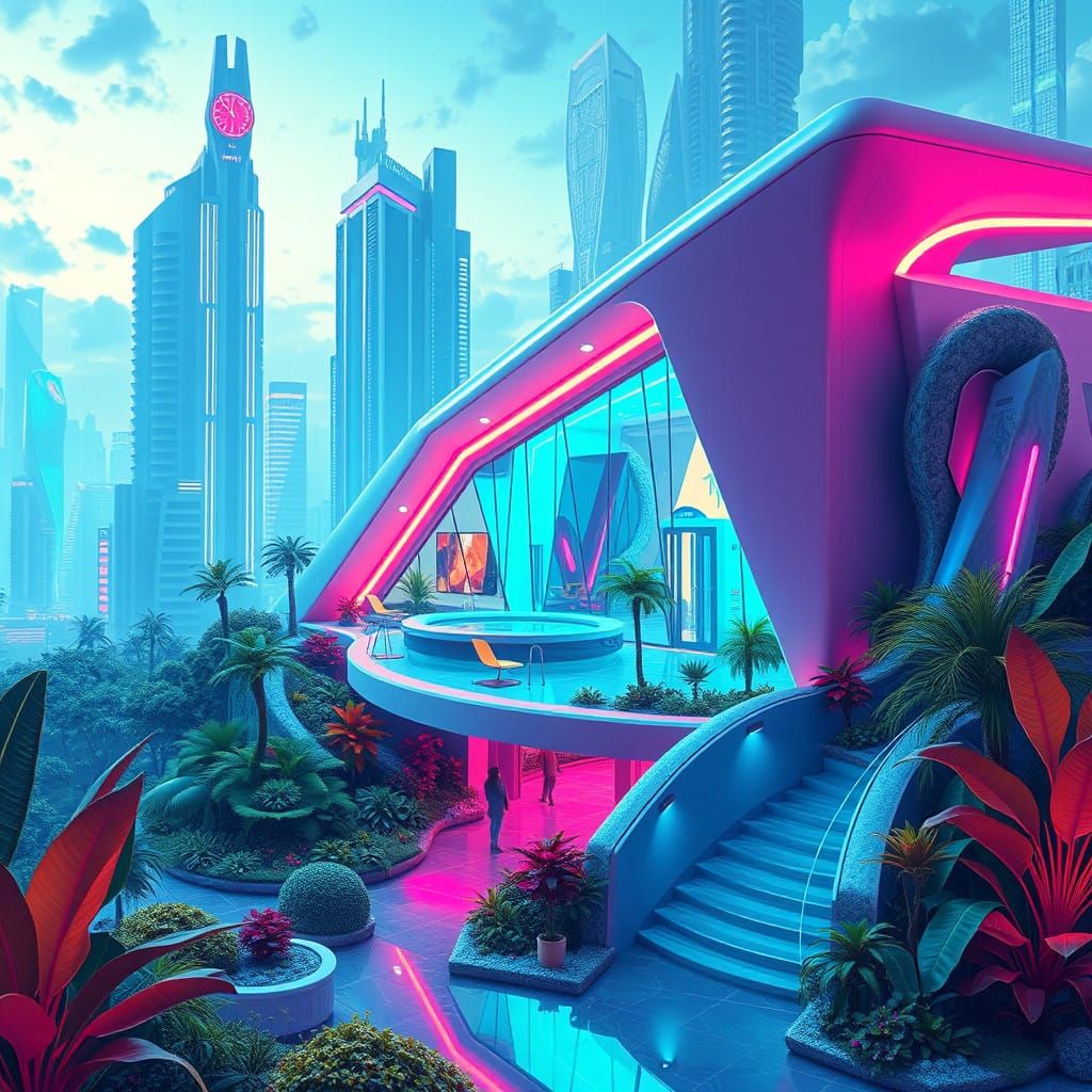Futuristic Cityscape in 3D Anime Style