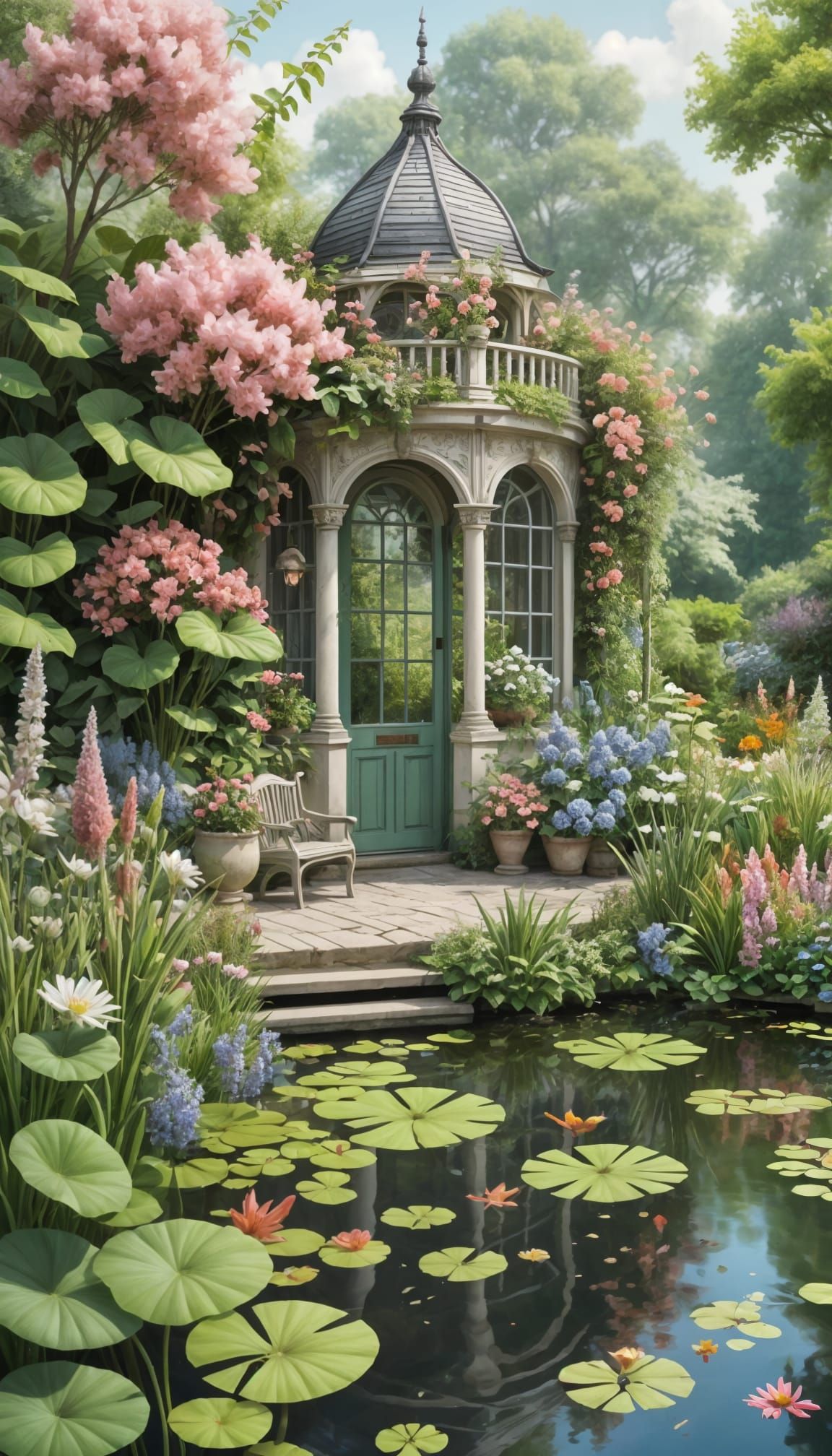 Beautiful Botanical Drawing of a Summer Garden