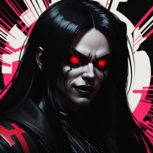 Cyberpunk Goddess in Neon Black and Red