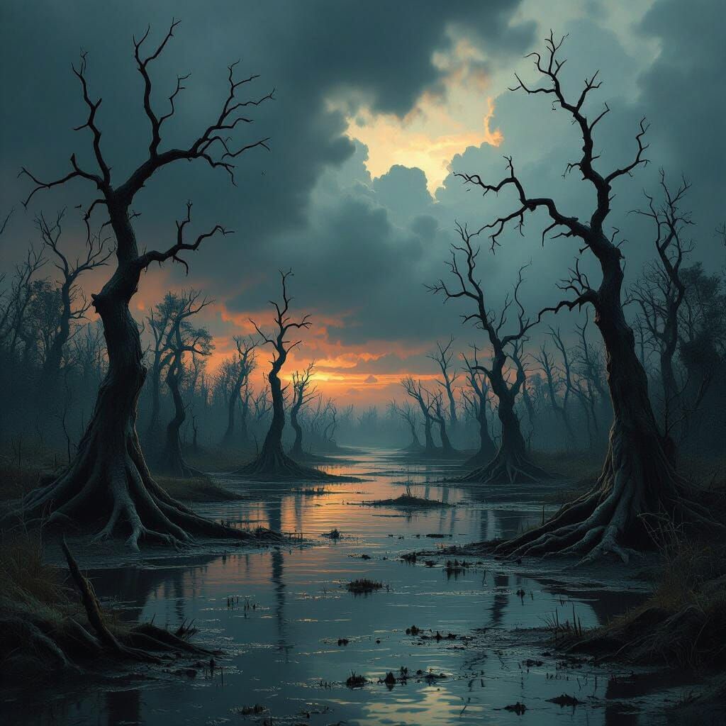 Ominous Swamp: Matte Painting of Desolation