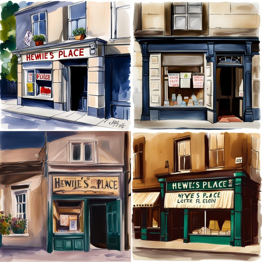 Hyperrealistic Watercolour Illustration of Hewie's Place