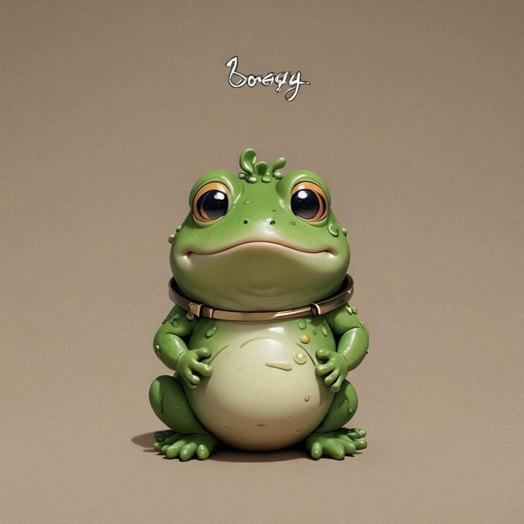 Circular Chibi Frog with Collar in 3D Anime Art