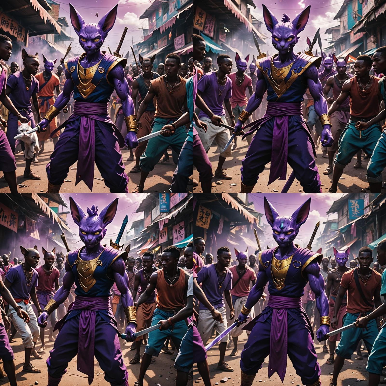 Anime Cat God Battles in Haitian Market