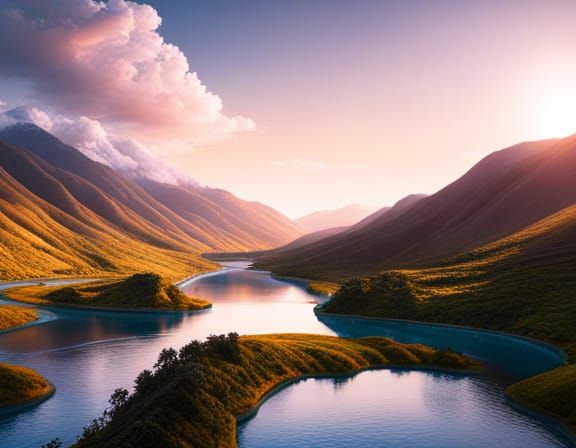 Hyperrealistic Kaveri River in Indo-Futurist Style