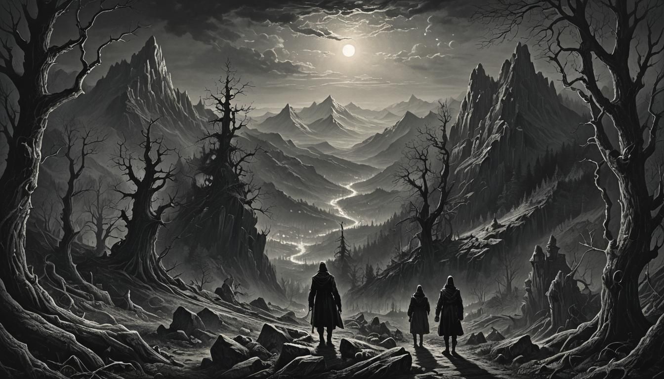 Disturbing Mountain Scene with Mysterious Lights