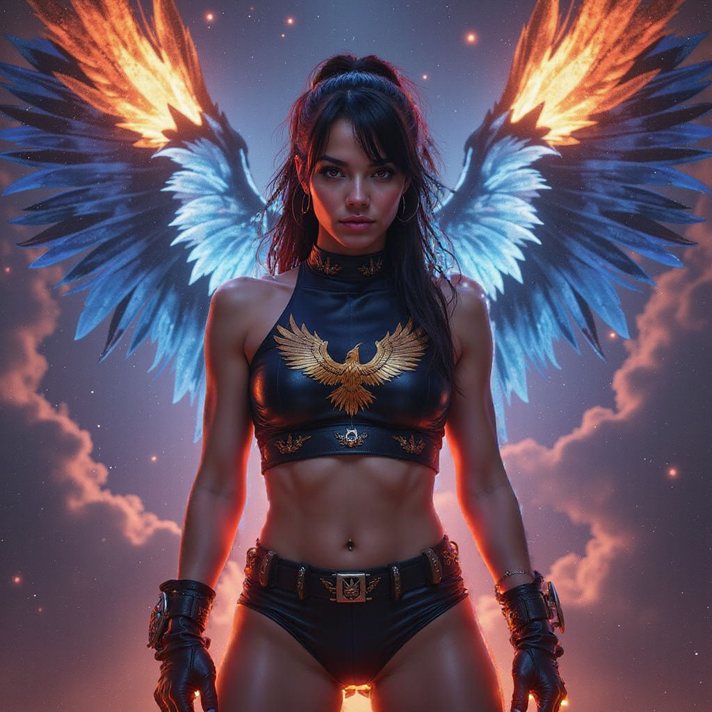 Sensual Female Wrestler Nova Phoenix in a Celestial Aestheti...