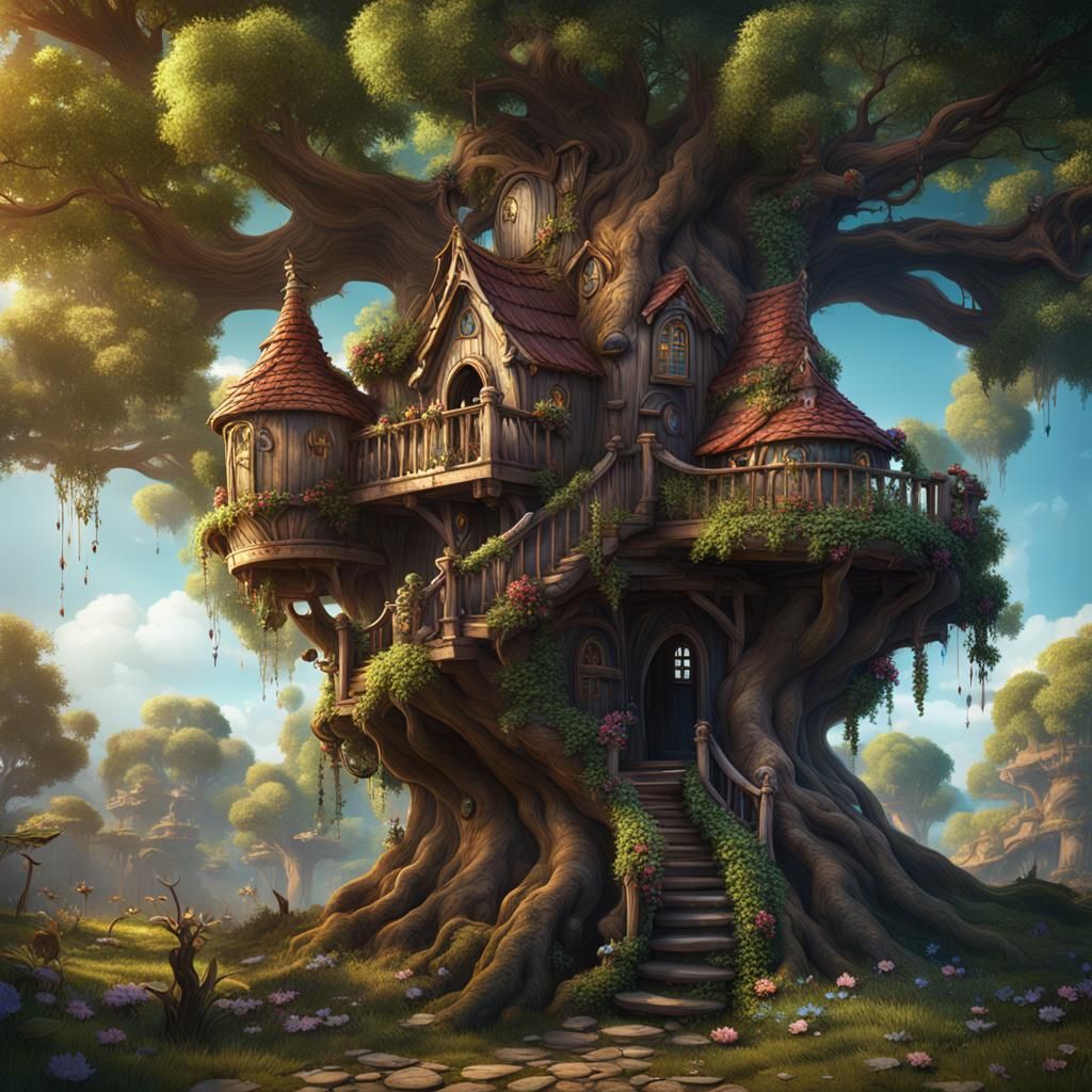 Fantastical Fairy Tree House Concept Art