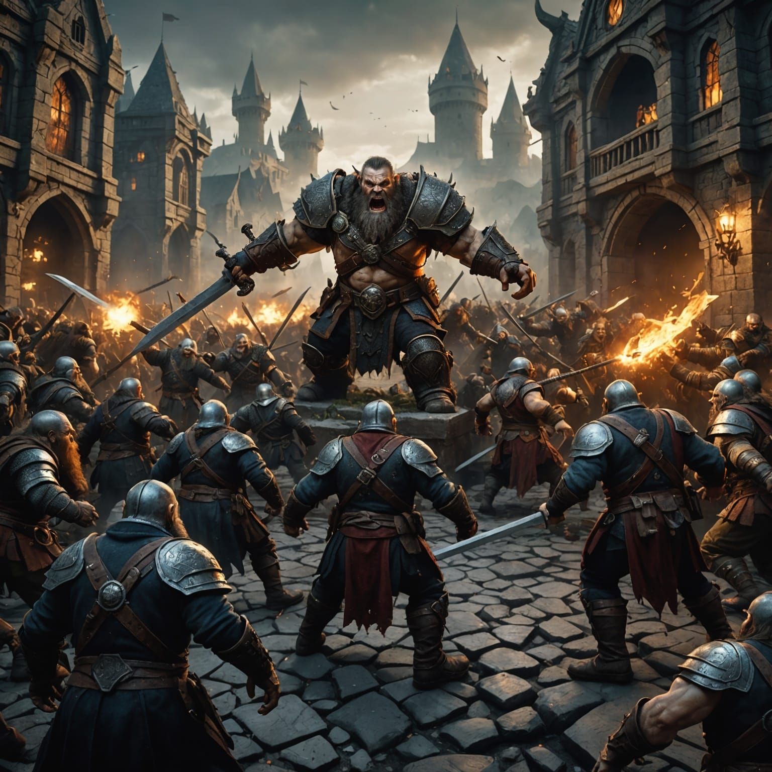 Epic Battle: Dwarves Versus Zombies in Fantasy Art