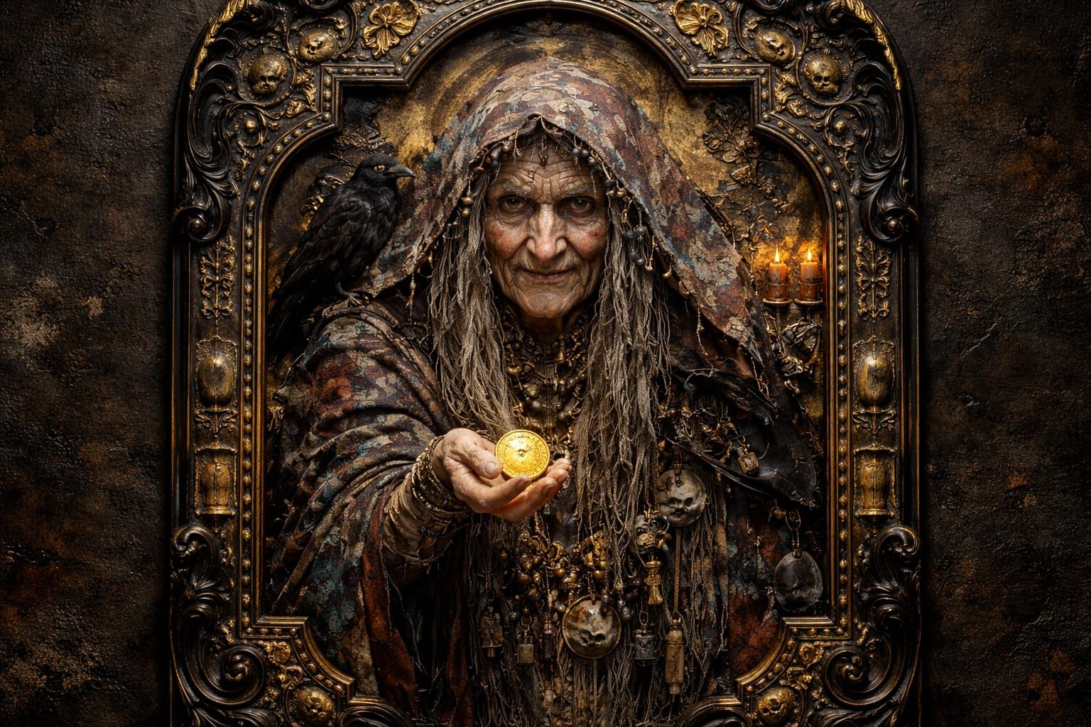 Patchwork Crone Snecchting Ikon Photoillustrated Decollage