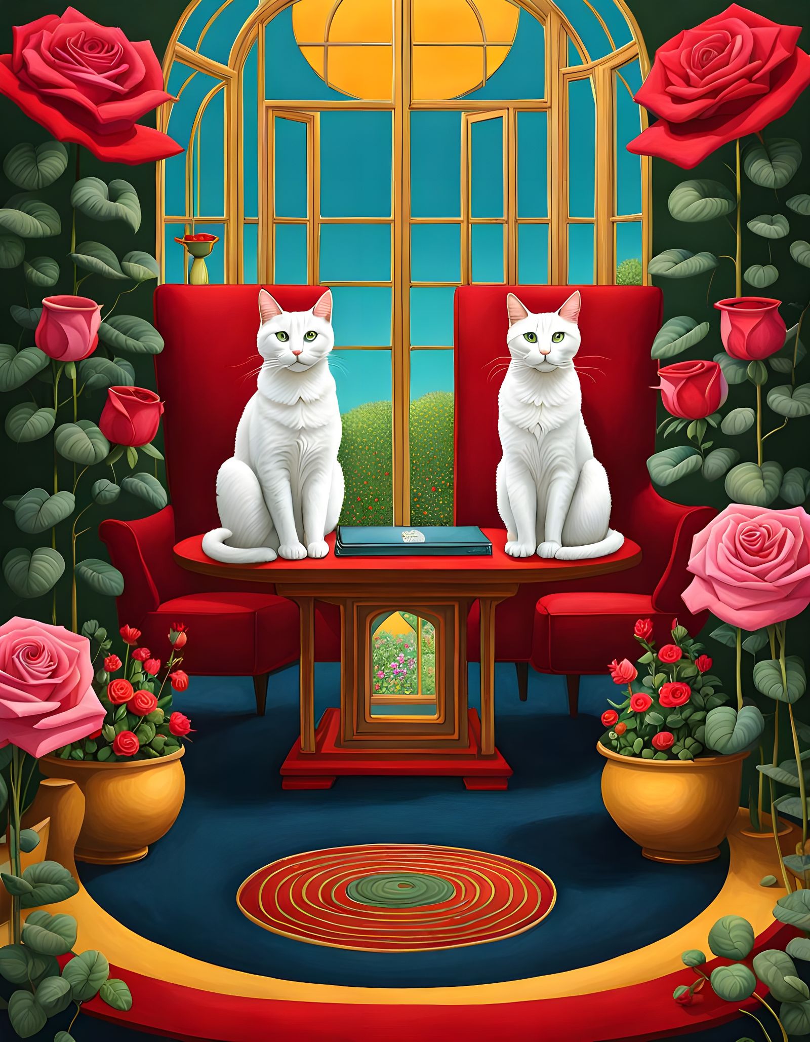 Cats in a Rose Garden Splash Screen Art
