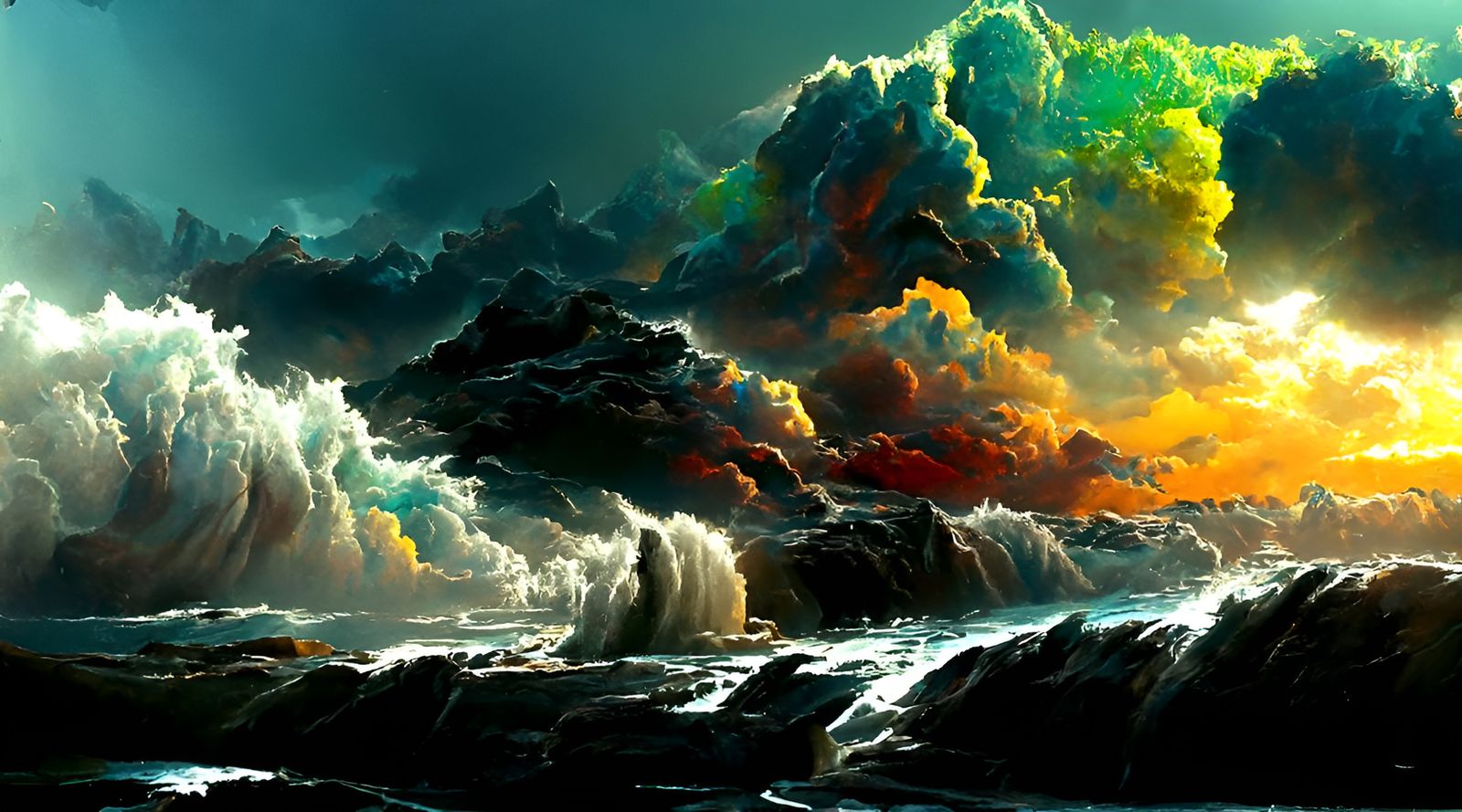 Ocean Storm at Night in Expressionist Style
