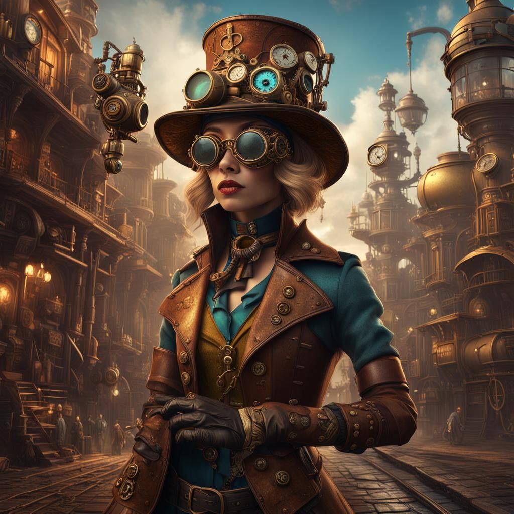 Steampunk Girl with Detailed Accessories