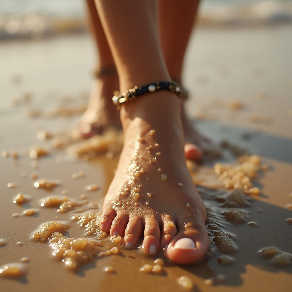 Sensual Beach Feet in Hyper-Realistic Style