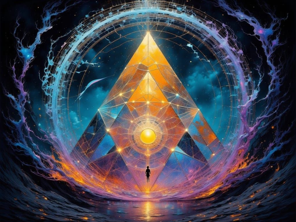 Abstract Geometric Shapes Shimmering in Opalescent Light