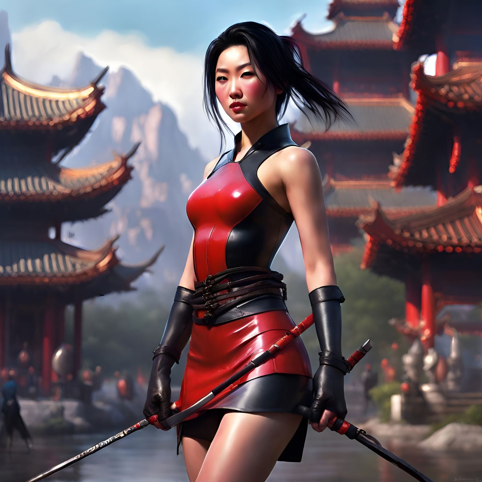 Hyperdetailed Latex Mulan Digital Painting