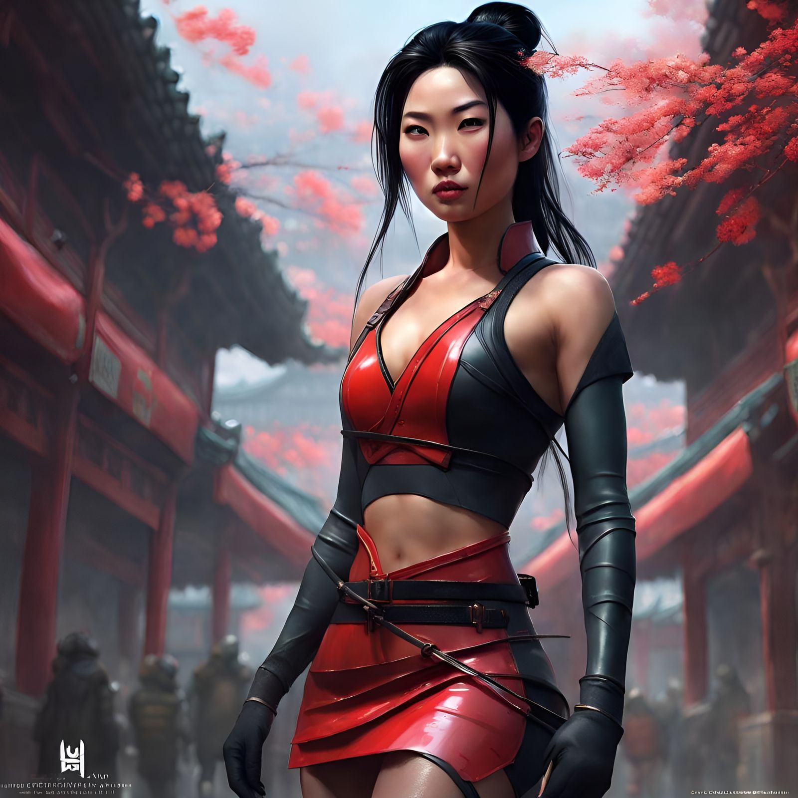 Flirty Mulan in Latex: Hyperdetailed Digital Art