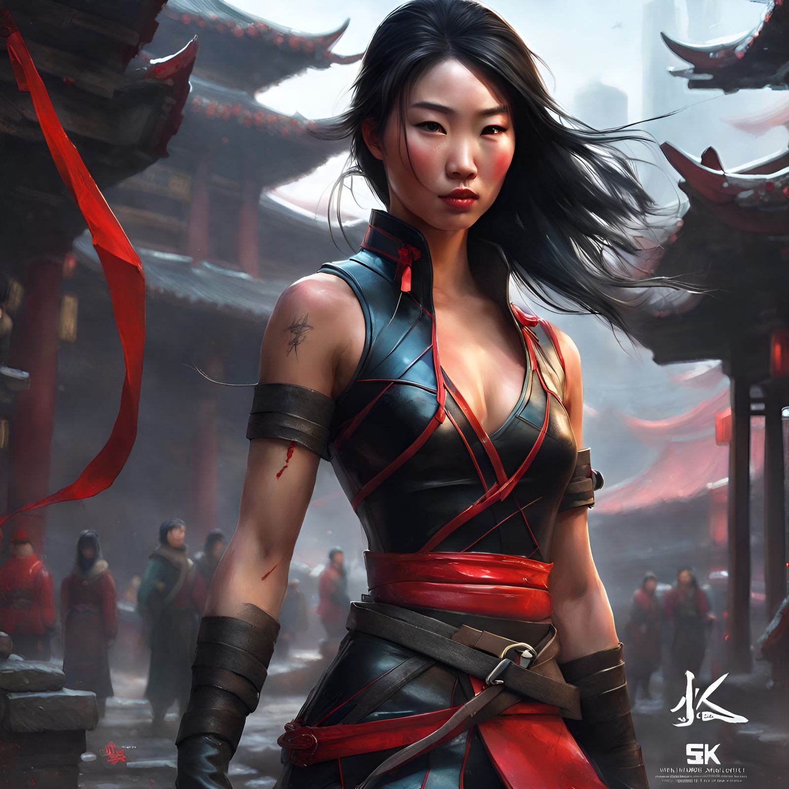 Hyperdetailed Mulan in Latex Outfit