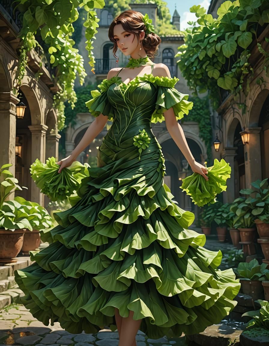 Lettuce Dress in 3D Anime Art Style