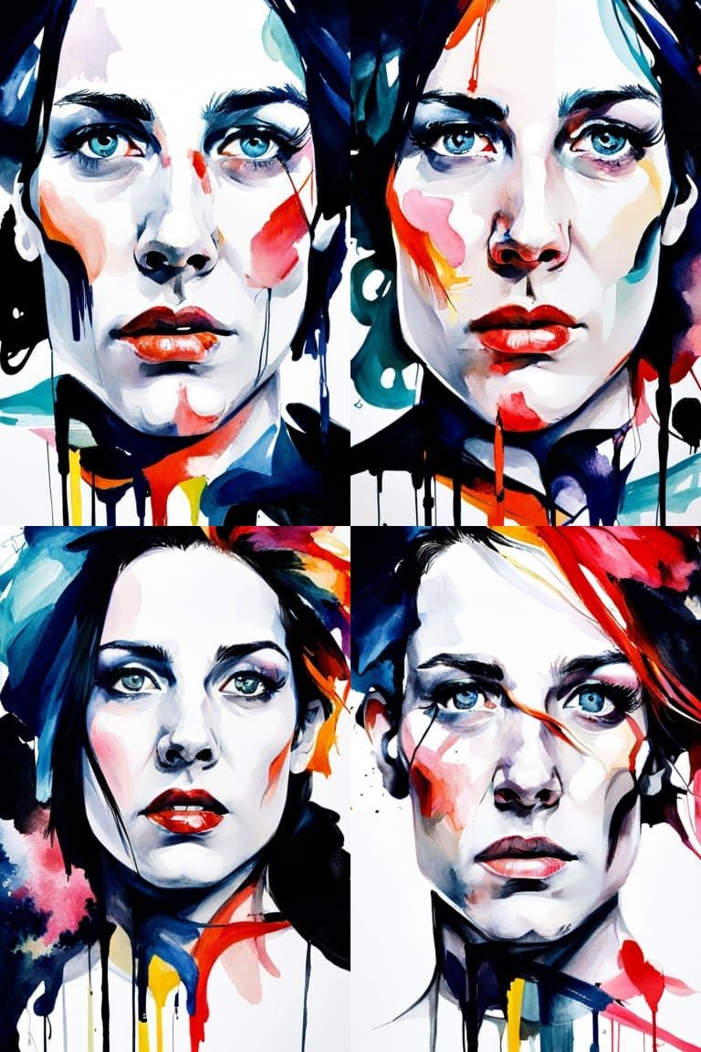 Expressive Watercolor Portrait in Agnes Cecile Style