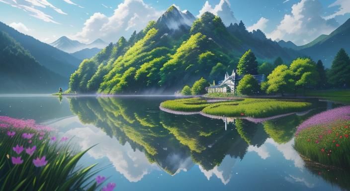 Hyper-Realistic Anime Woman in Enchanting Realm