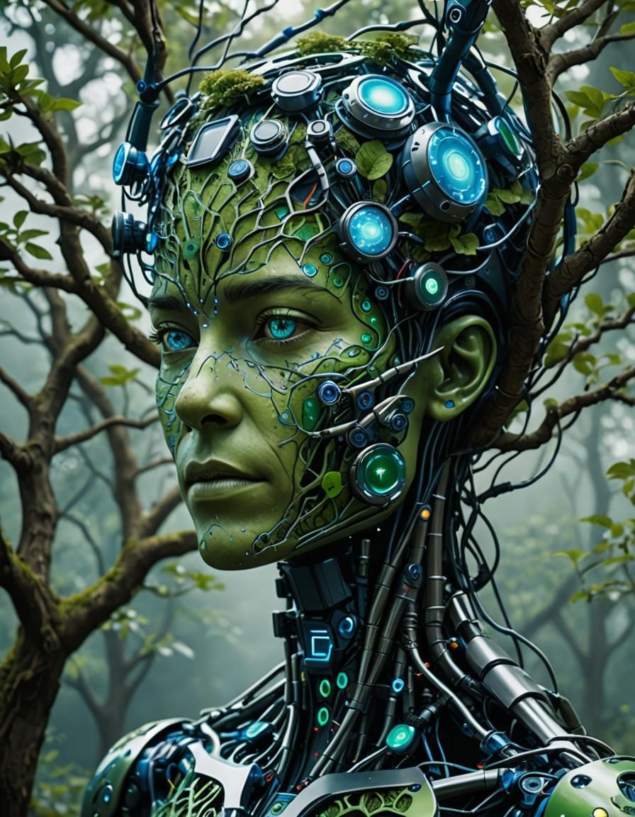 Cyborg Tree with Biometric Electronic Devices