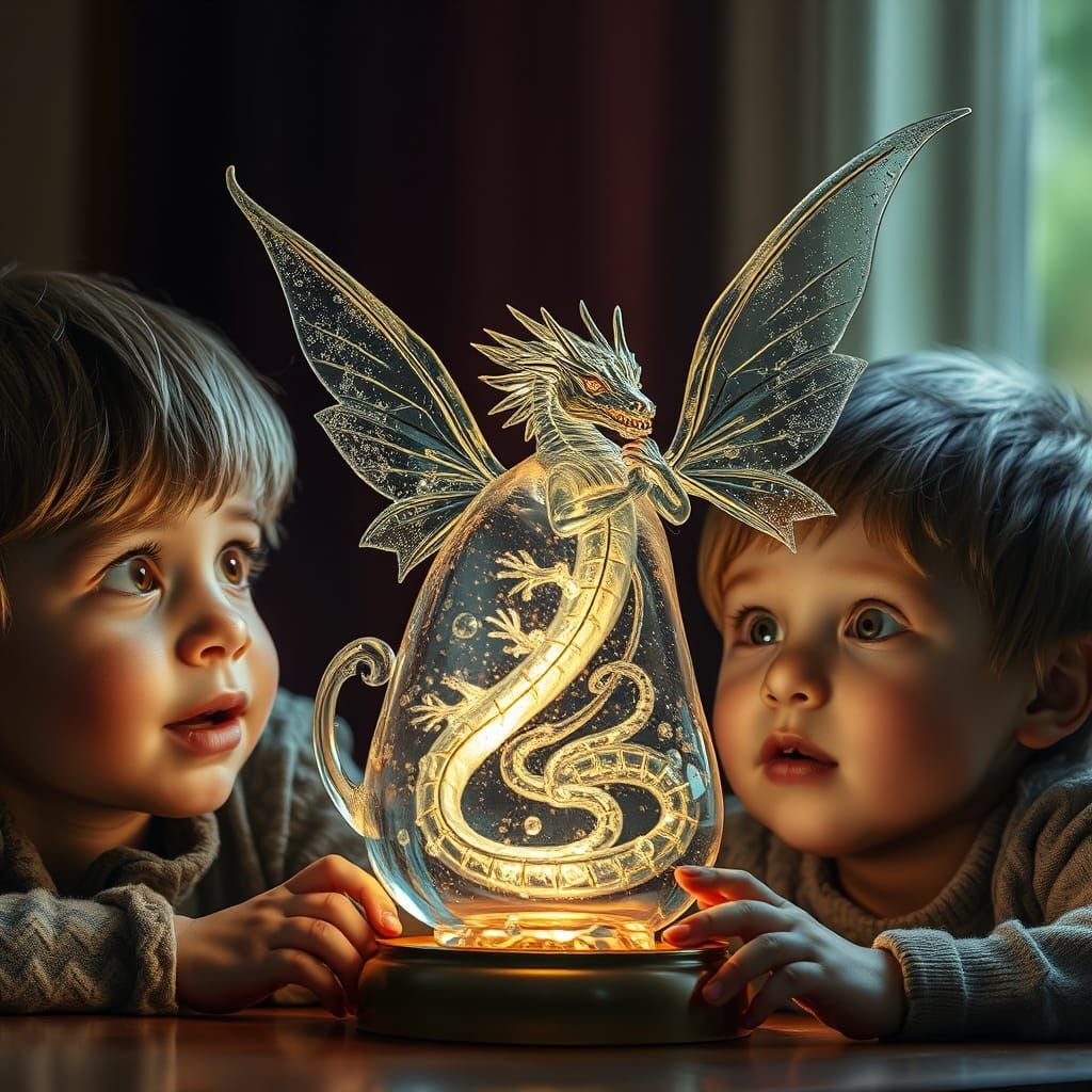 Enchanted Fairy Dragon Lamp: Hyperrealistic Concept Art
