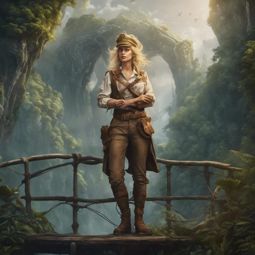 Fantasy Archeologist on Floating Wind Rigger: Digital Art