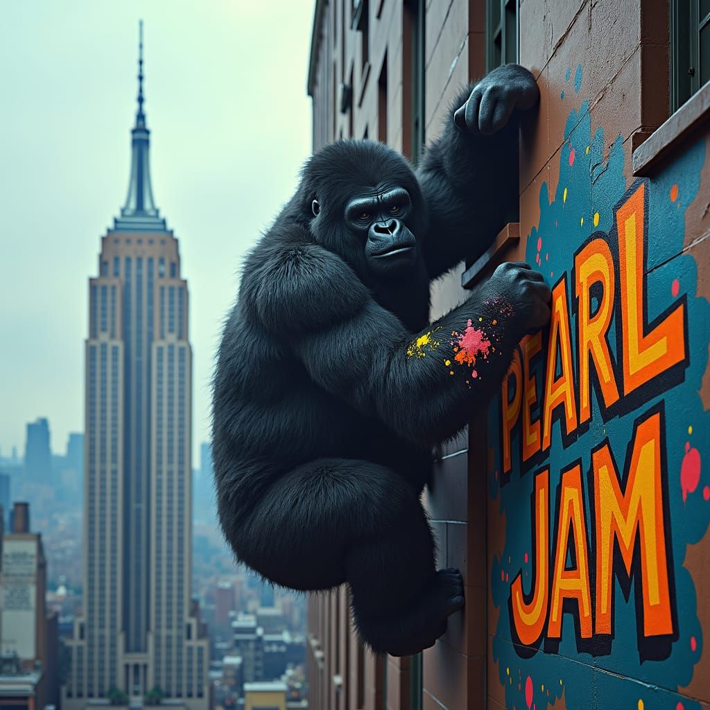 King Kong Graffiti Art on Empire State Building