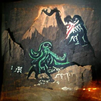 Ancient Cave Painting: Cthulhu vs Godzilla
