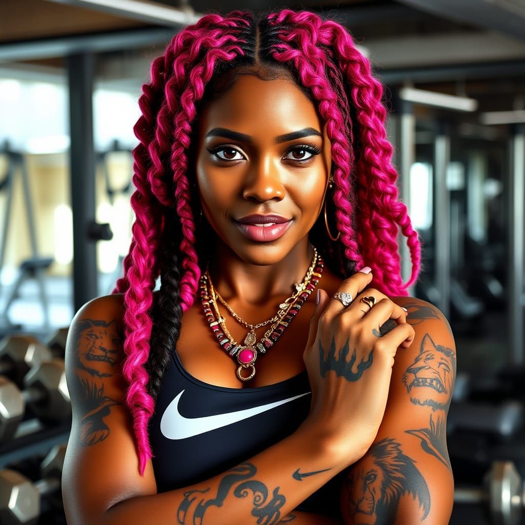 Sleek African Woman in Dynamic Gym Setting