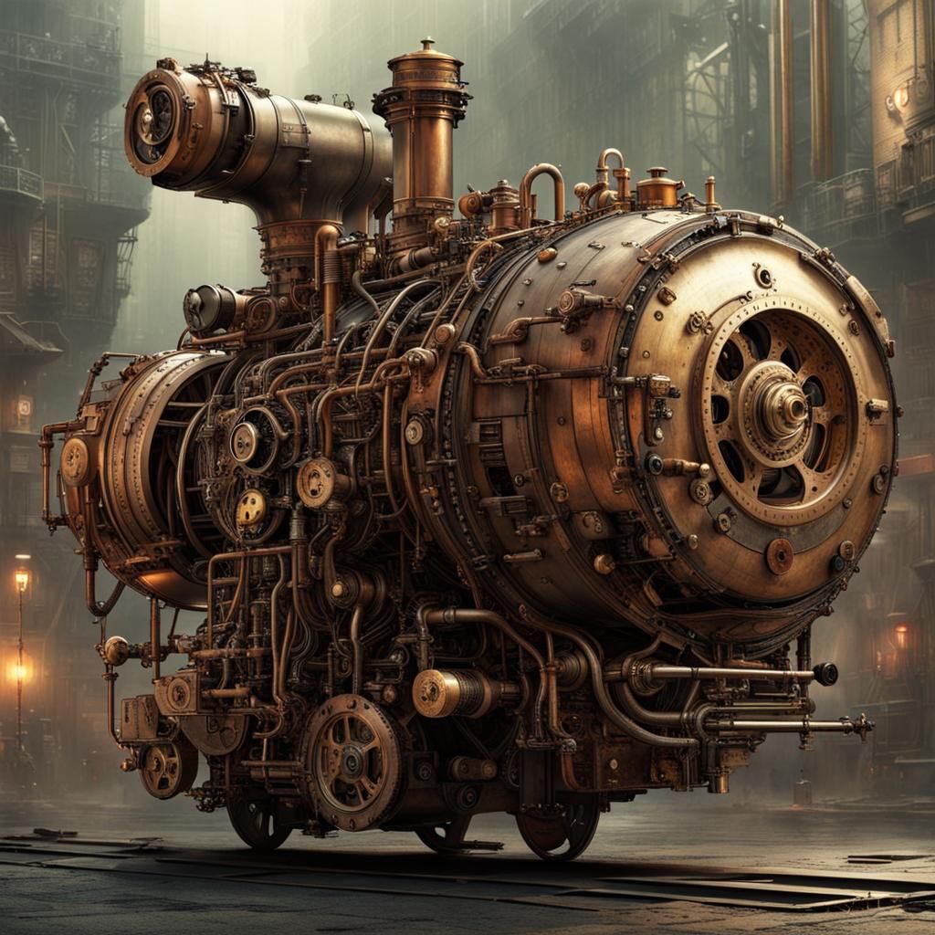 Steampunk Engine in Blade Runner Style